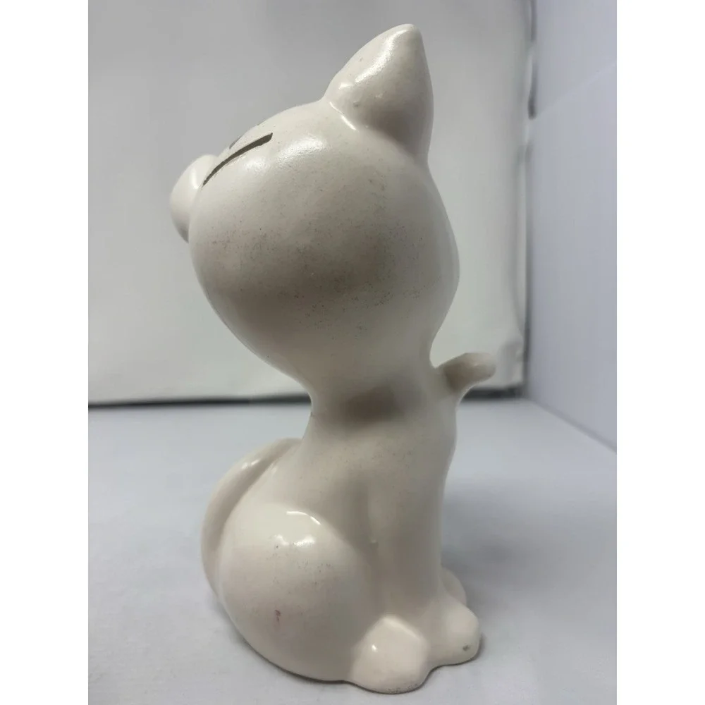 Vintage Colorful Japanese Big Eye Ceramic Hand Painted Cat Kitschy Coin Bank